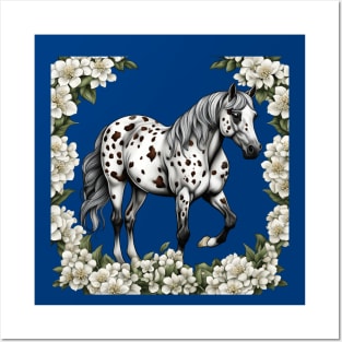 Cartoon Tattoo Art Of Appaloosa With Syringa Flowers Posters and Art